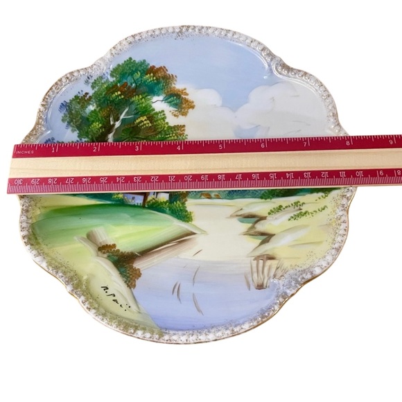 Vintage River House Hand Painted Decorative 8” Plate Artist Signed 1950’s - Picture 5 of 6